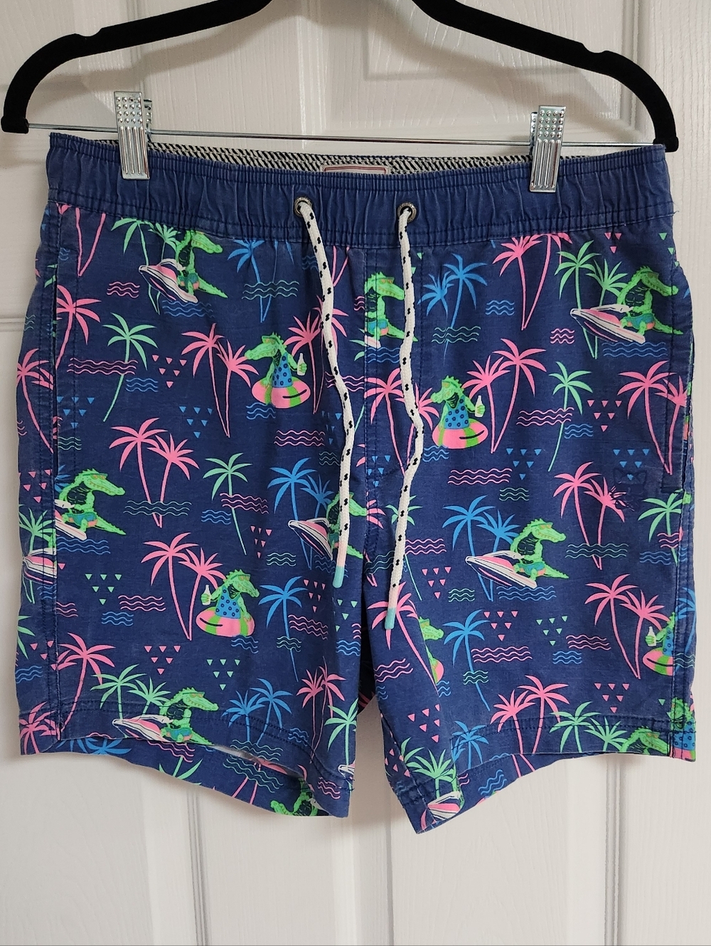 Party Pants Men's Navy Tropical Print Swim Trunks